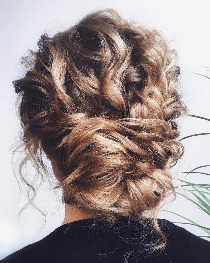 Curly Textured Updo For Medium-Length Hair