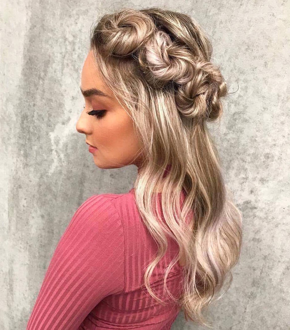 Half Updo With Loose Buns
