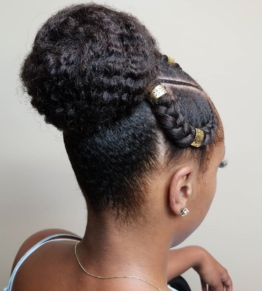 Top Knot Updo With Braids For Natural Hair