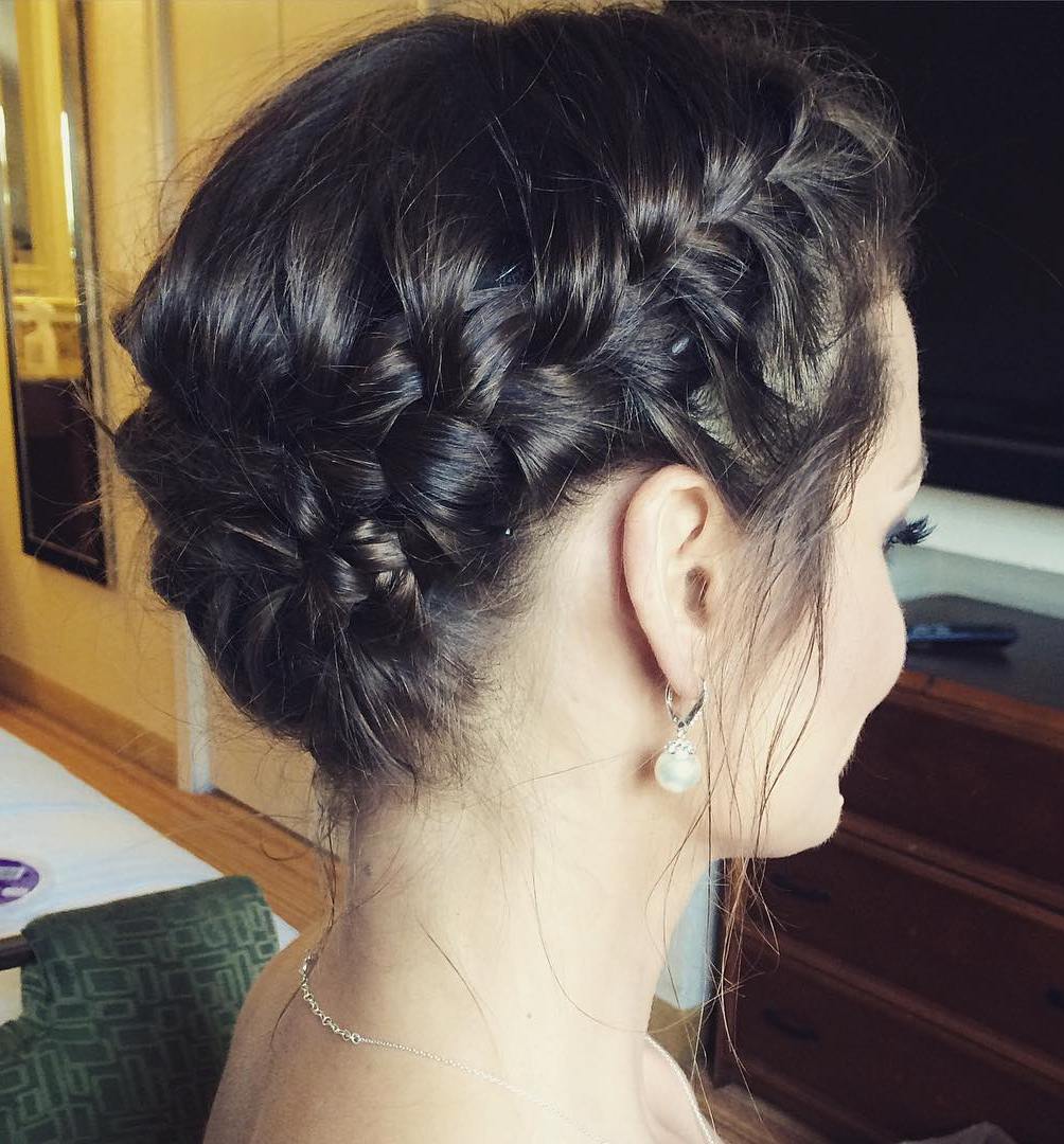 French Crown Braid Updo For Shorter Hair