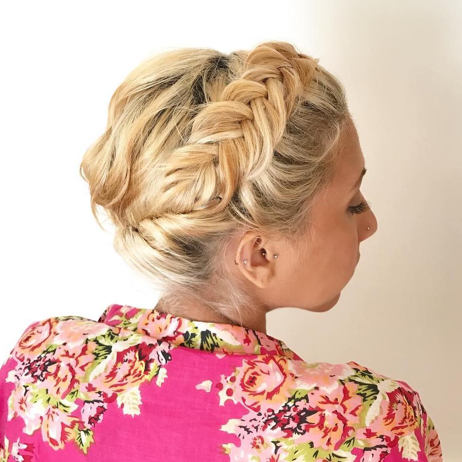 Blonde Updo With Dutch Braid