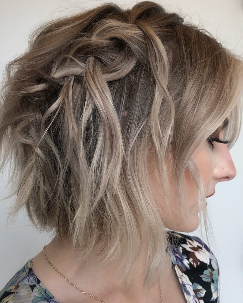 Messy Semi Updo With Waterfall Braid