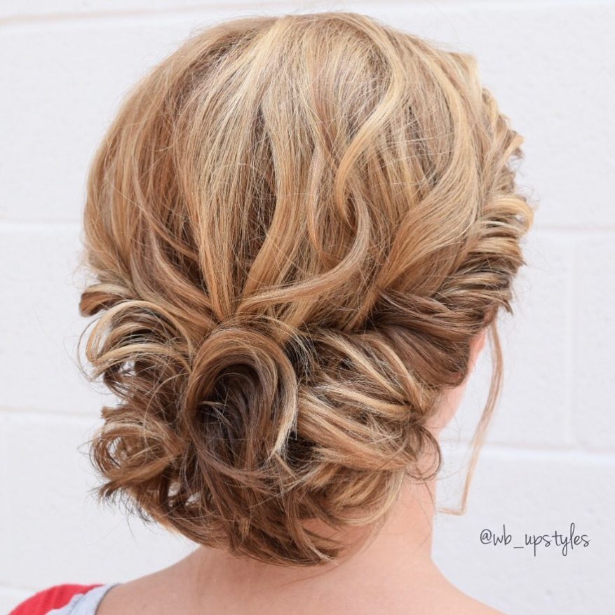 Curly Rolled Updo For Prom