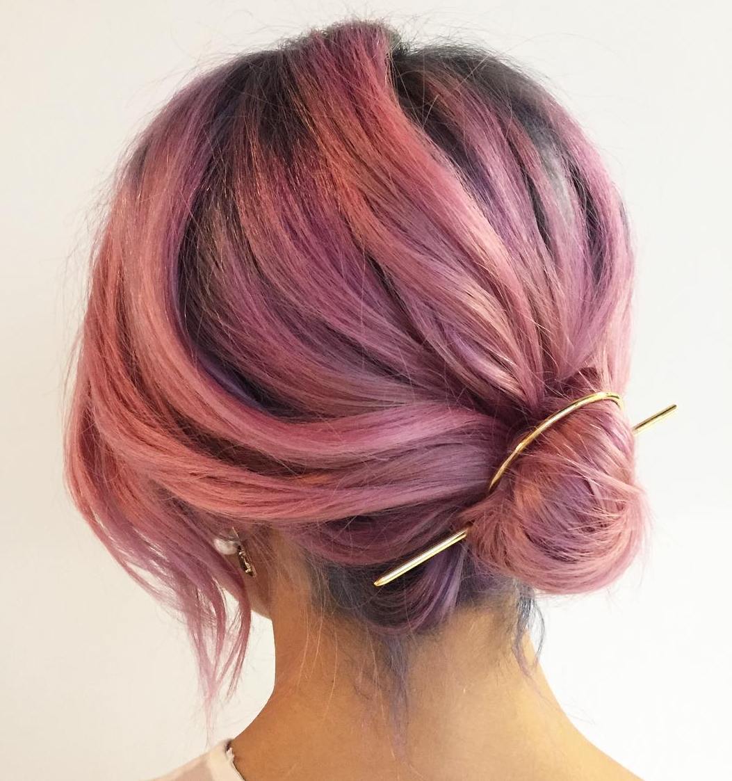 Diy Low Knot Updo Pastel Pink Hair