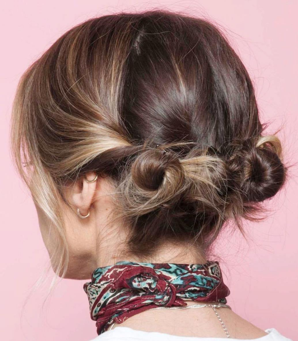 Pigtail Buns For Short Hair To Do At Home