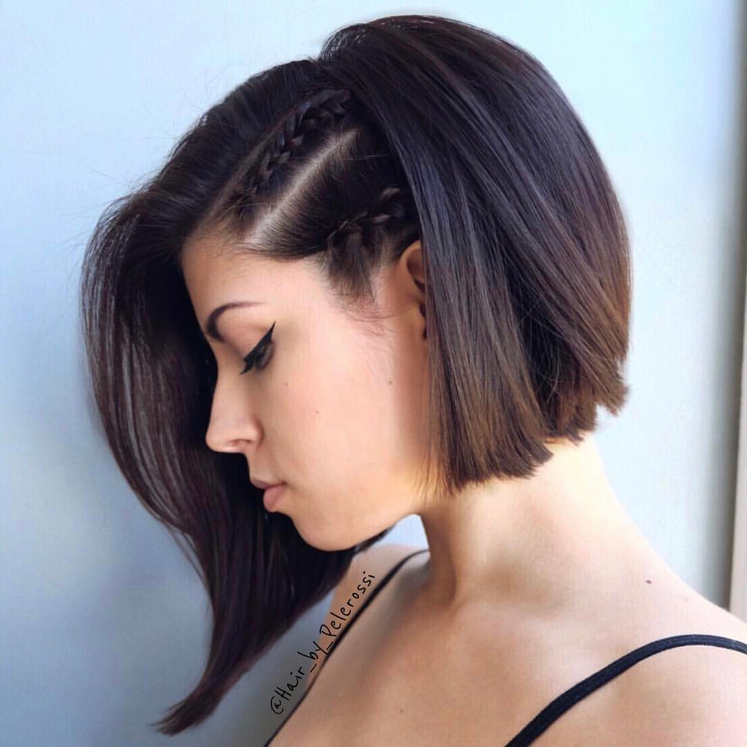 Asymmetrical Bob With Two Braids